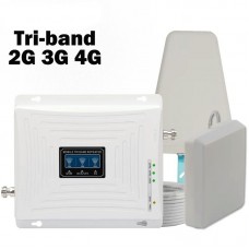GSM трехполосный Усилитель 2G 3G 4G LTE 1800 сотовый усилитель сигнала повторитель сигнала для сотового телефона + антенна  с кабелем 10 м